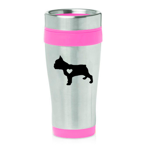 Cute French Bulldog Heart Design 16 oz Travel Coffee Mug