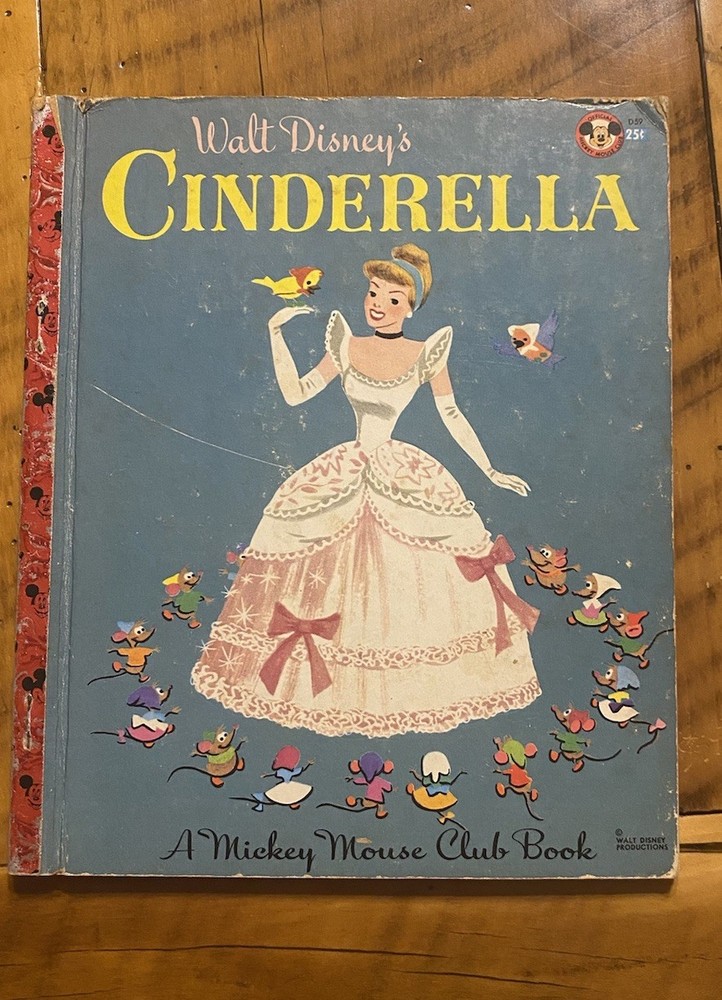 Rare 1950 Walt Disney’s Cinderella Golden book D59 Edition - Red Spine -Vintage