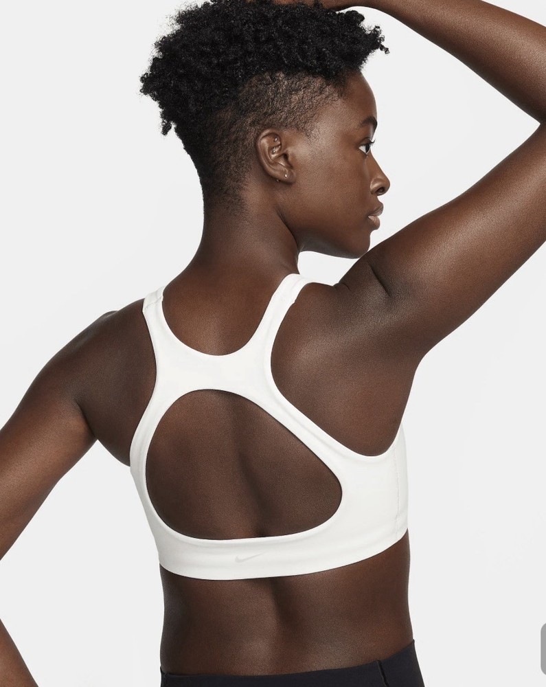 Nike One Dri-FIT Women's White Racerback Sports Bra Wireless Logo Size L