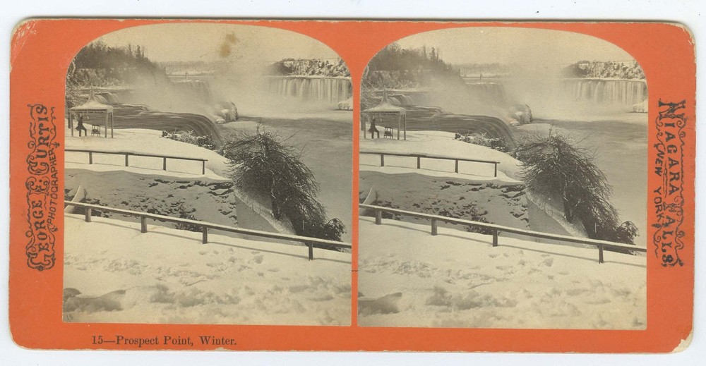 G5064~ NIAGARA Prospect Point & Photographer’s Stand 1870s Stereoview – Curtis