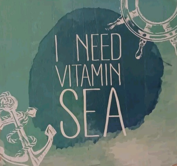 I Need Vitamin Sea Wood Square Hanging Sign Teal And White