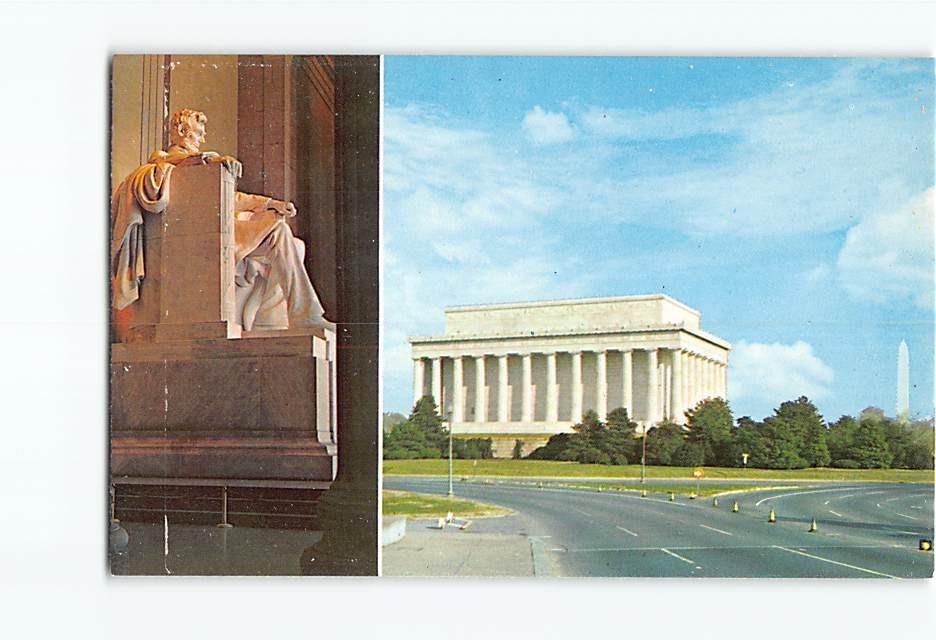 Postcard Abraham Lincoln Statue Lincoln Memorial Washington DC USA