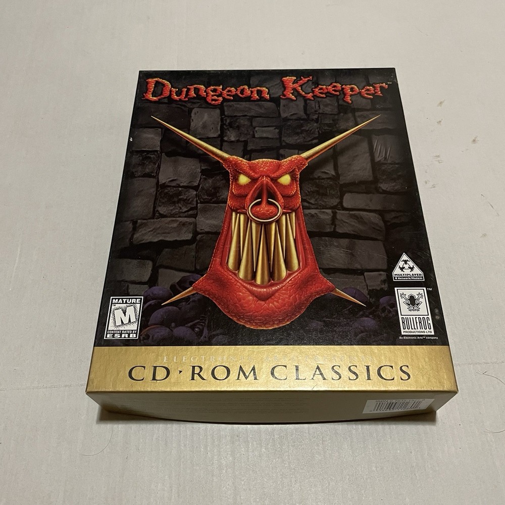 Vintage 1998 Dungeon Keeper Big Box CD-ROM Classics PC MS-DOS EA Game Bullfrog