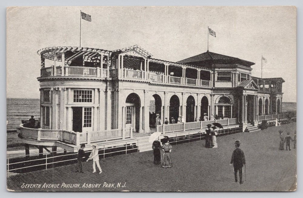 Asbury Park NJ Seventh Avenue Pavilion Vintage Postcard 1910s Shore