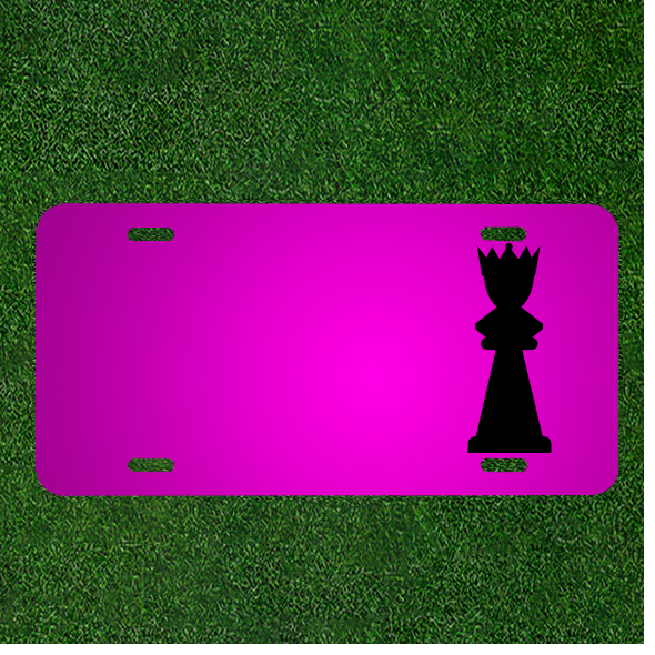 Personalized Car License Plate Featuring Chess Queen Game with Custom Names