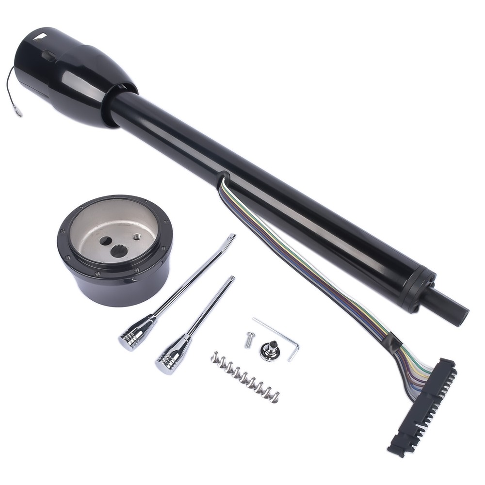 Universal Black 28in Tilt Manual Steering Column with 9-Hole Wheel Adapter