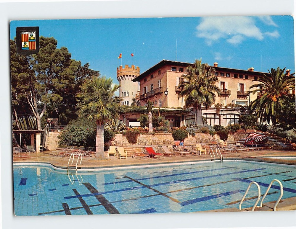 Postcard Castillo Hotel Son Vida Night Pool View Majorca Palma Spain