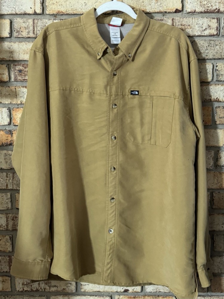 The North Face Men's L/G Tan Modal Polyester Woven Button-Down Shirt Long Sleeve
