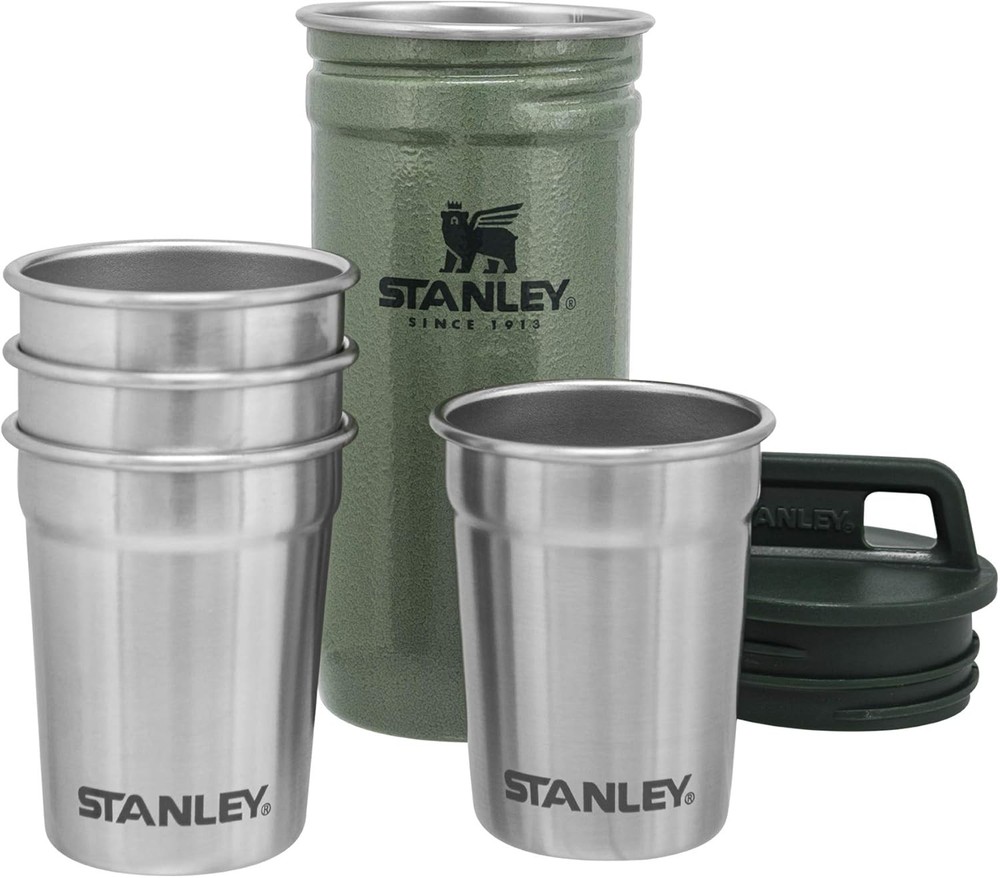 Adventure Pre-Party Nesting Shot Glass Set 4 Shot Glasses in Travel Carrying