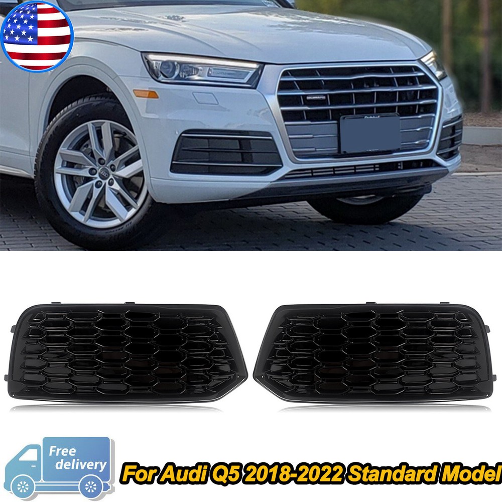 Fit For Audi Q5 2018-2022 Pair Front Bumper Fog Light Covers Grille Bezels LH&RH