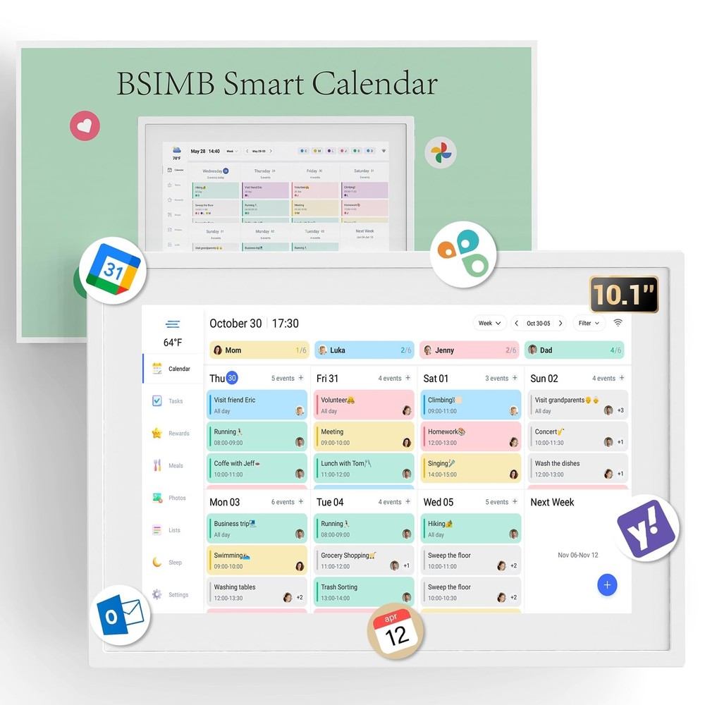 10.1 Inch Digital Calendar - Chore Chart, Meal Planner, Rewards System, Photo...