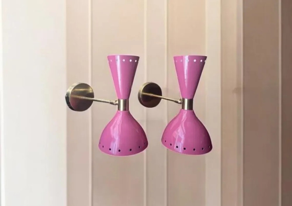 Pink Diabolo Wall Sconce: Mid-Century Modern Italian Light Fixture