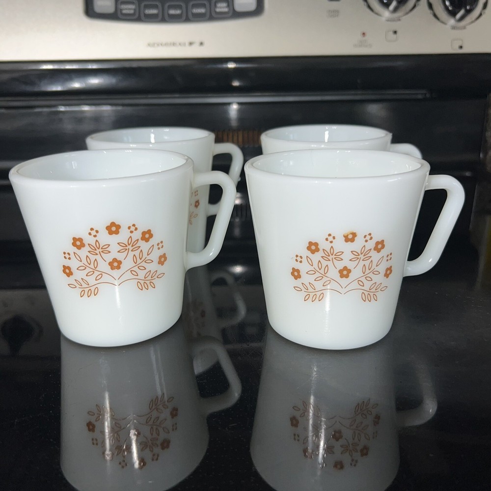Vintage Pyrex Brown Floral Summer Impressions Coffee Tea Mug Cup  