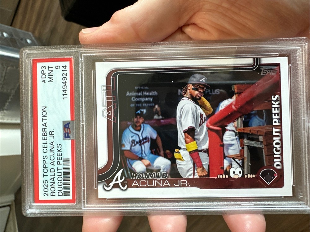 2025 TOPPS CELEBRATION RONALD ACUNA JR DUGOUT PEEKS PSA 9