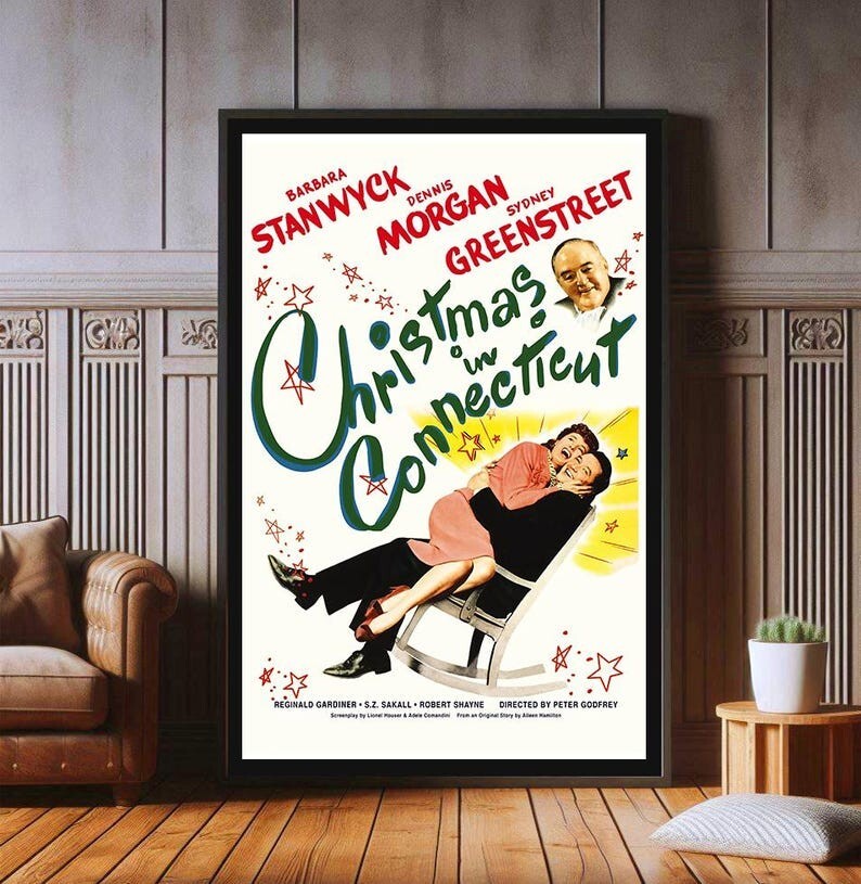 Vintage Christmas in Connecticut Film Poster - High Quality Print