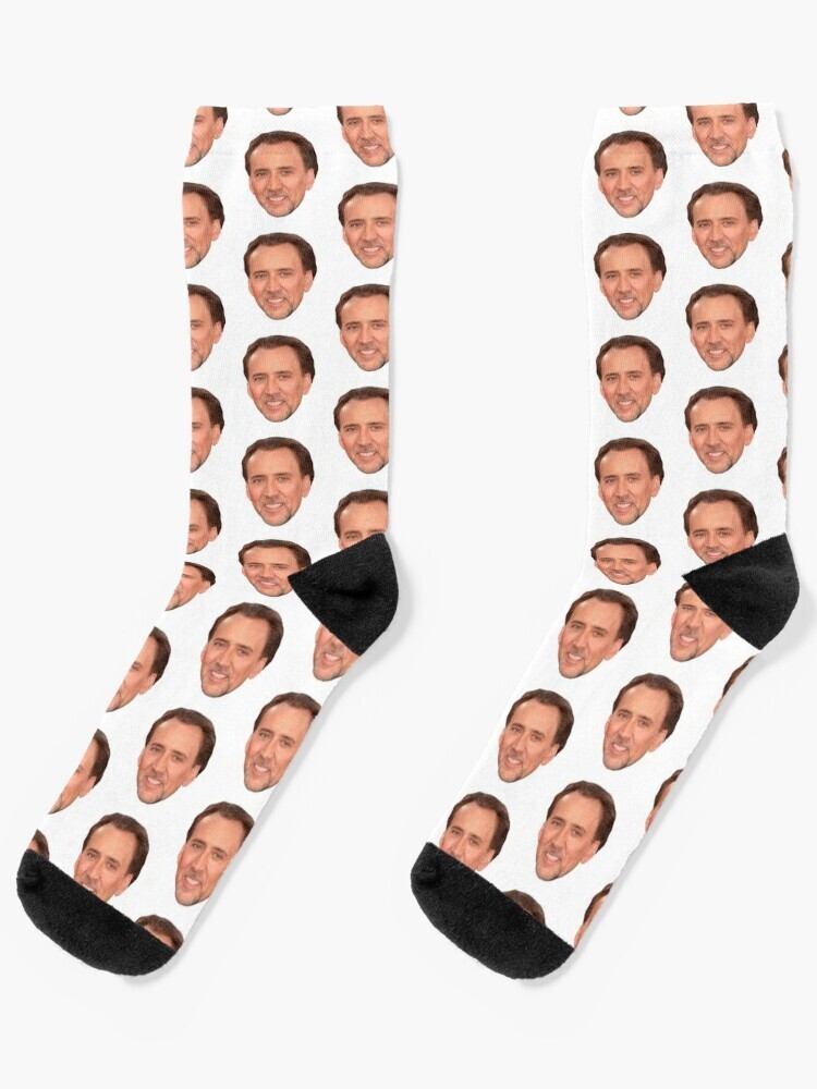 Nicolas Cage Socks Sublimated Crew Socks, Saint Nicolas Unisex Socks, Nic Cage