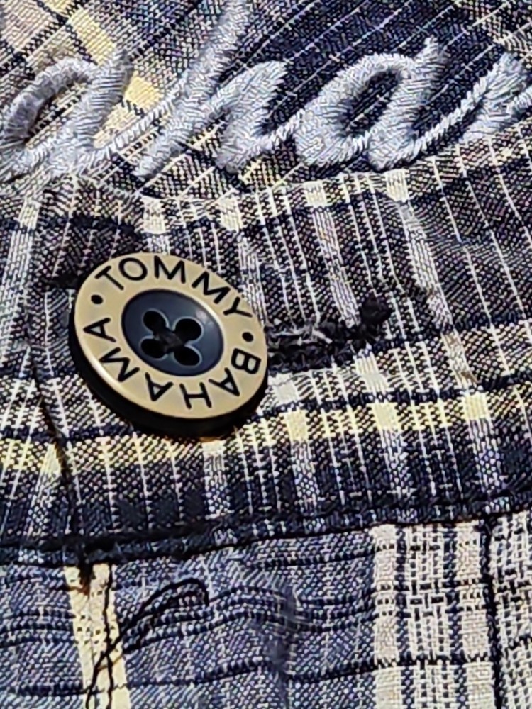 Tommy Bahama Mens 36 Silk Linen Blend Shorts Blue Plaid Classic Preppy Beach