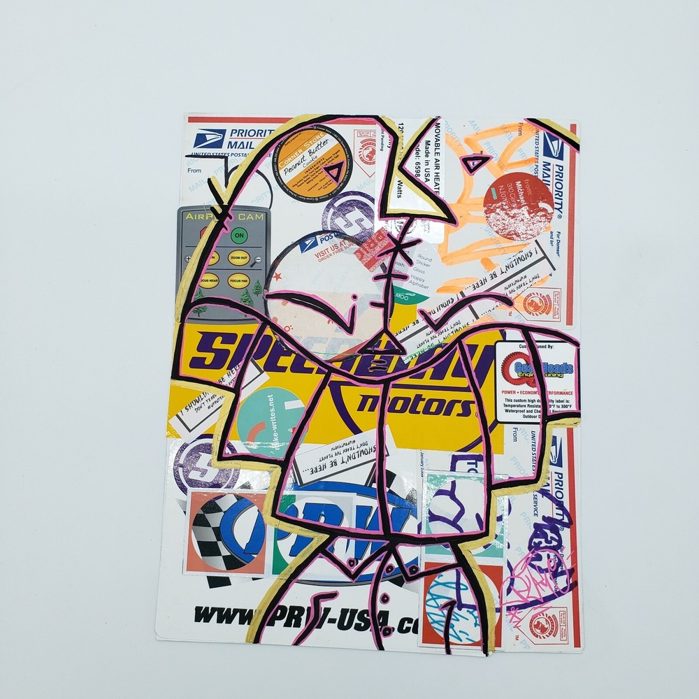 Graffiti art original abstract sticker Collage pop art by nyc street Artist PUKE-image