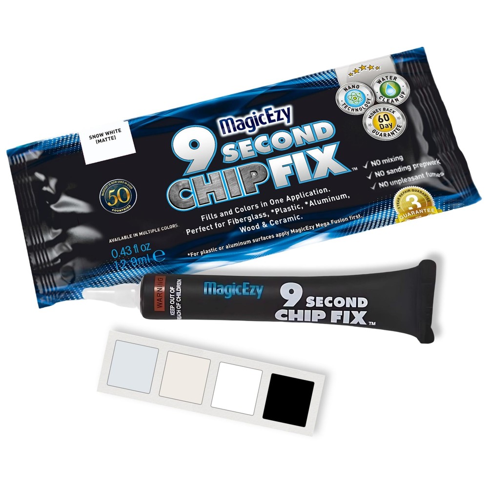 9 Second Chip Fix Snow White Marine Fiberglass Repair Kit All in One