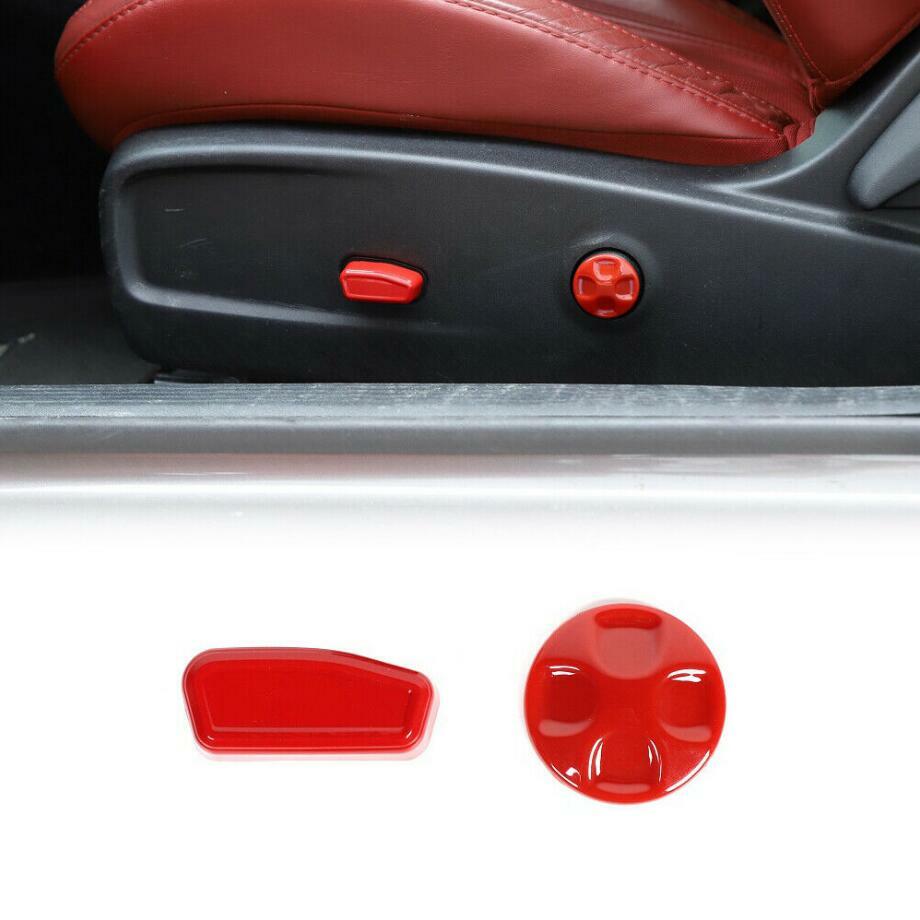 For 2010-2021 Dodge Challenger ABS Red Electric Seat Adjust Button Cover Trim 2P-image