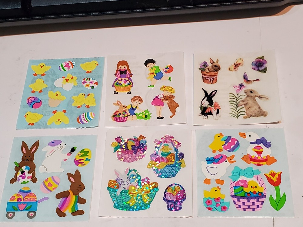 Sandylion 6 sticker mod Easter Bunny Chicks Basket Children