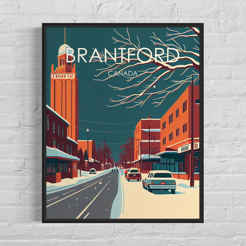 Brantford Canada Retro Art Print Brantford Wall Art Illustration Brantford