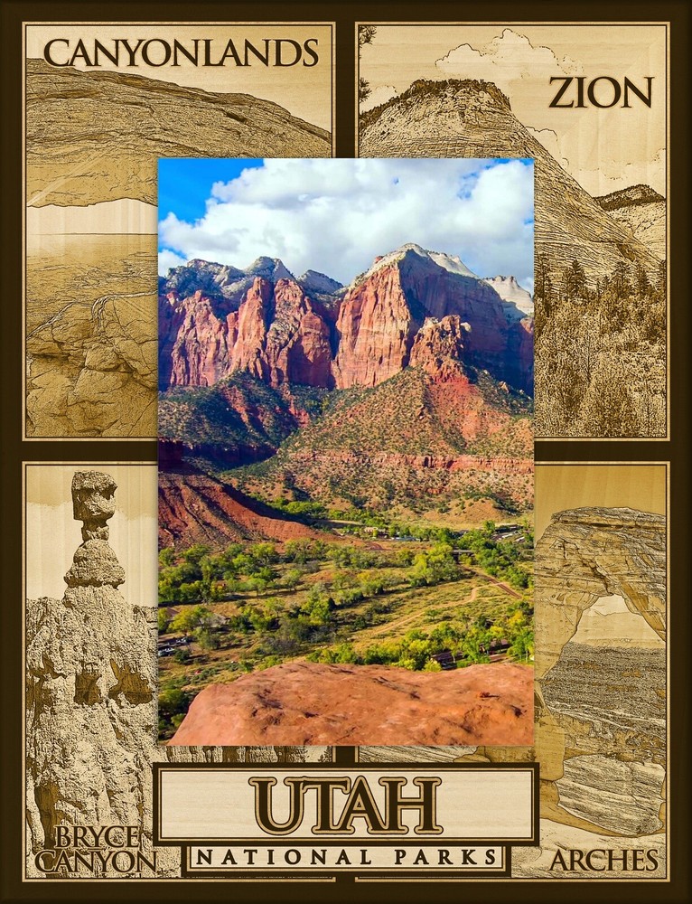 Utah National Parks Laser Engraved Wood Picture Frame Portrait (4 x 6)