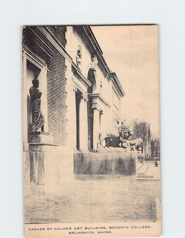 Postcard Facade of Walker Art Building Bowdoin College Brunswick Maine USA