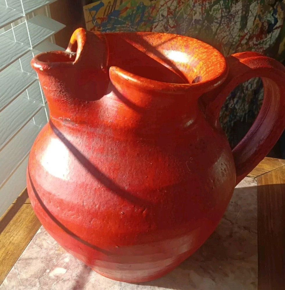 Scarce North Carolina Early Cole? Chrome Red Water Pitcher w/Ice Catcher