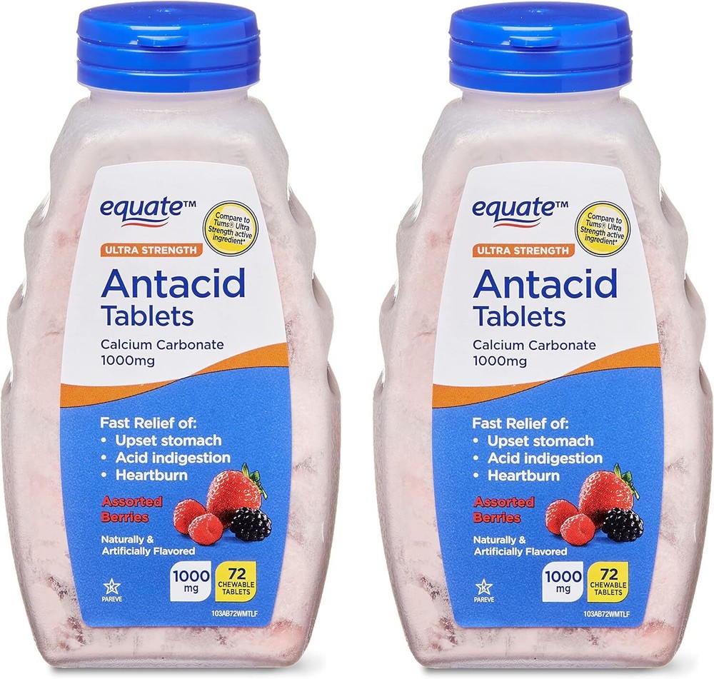 Ultra Strength Antacid Assorted Berries Chewable Tablets, 1000 mg, 72 Count, Pac