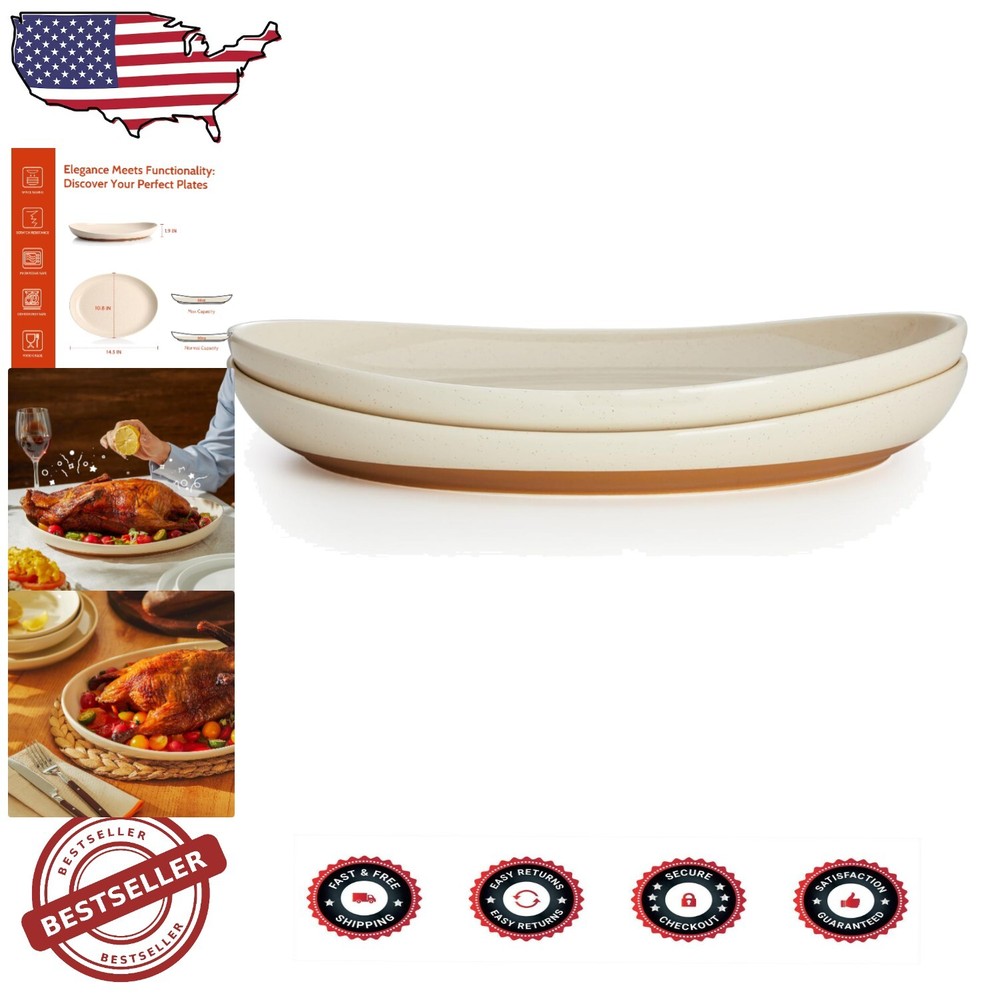 Classic 14.5 Inch Oval Porcelain Serving Platters - Perfect for Entertaining
