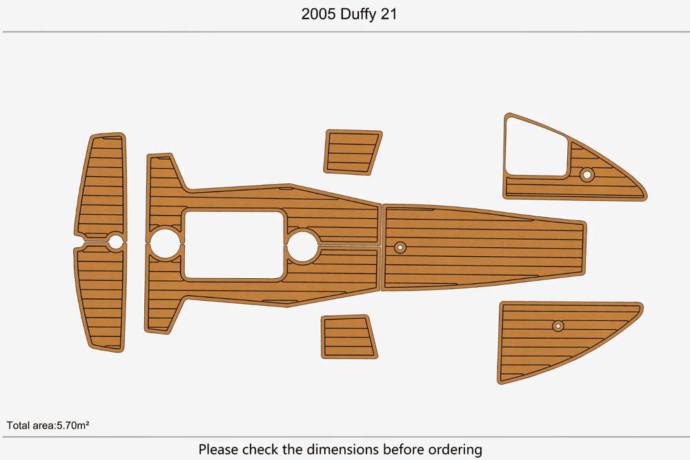 2005 Duffy 21 Cockpit Swim platform Marine Boat EVA Pads Faux Teak Flooring Mat