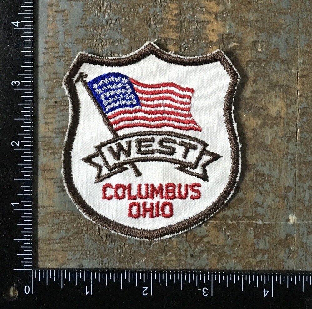 Vintage WEST COLUMBUS OHIO American Flag Travel Souvenir Patch 1970’s Twill