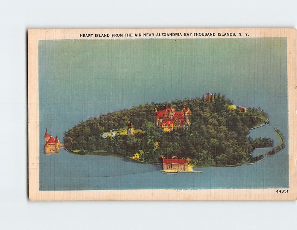 Postcard Aerial View Heart Island near Alexandria Bay Thousand Islands New York