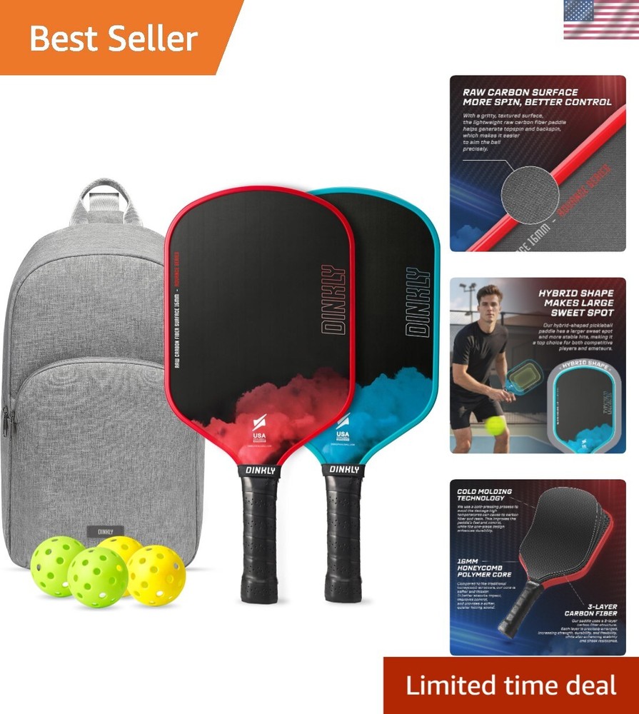 Pro Carbon Pickleball Set with 2 Paddles 4 Balls Carry Bag