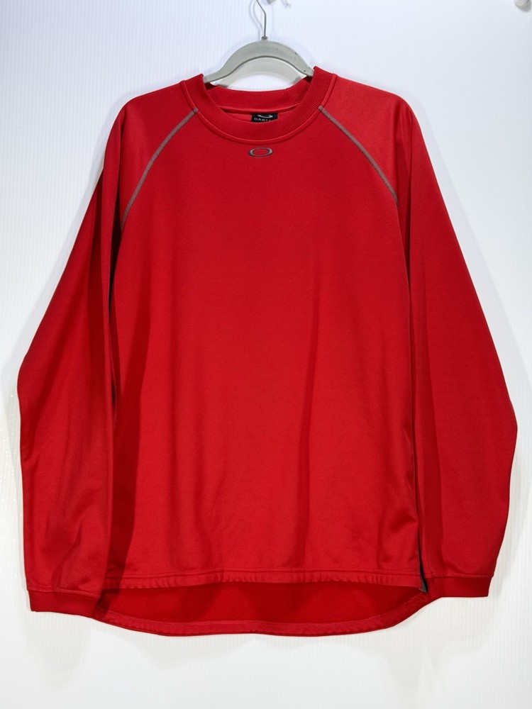 Men's Vintage 90's Y2K Oakley Software Center Logo Red Long Sleeve T-Shirt Sz L