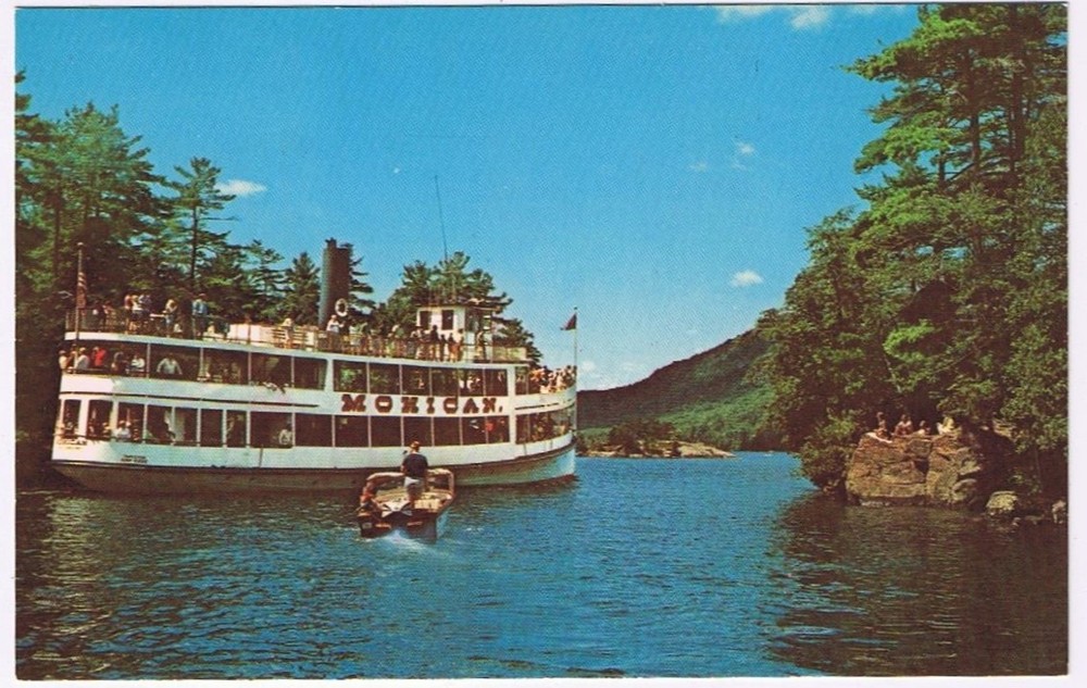 Postcard MV Mohican Leaving Paradise Bay Lake George New York