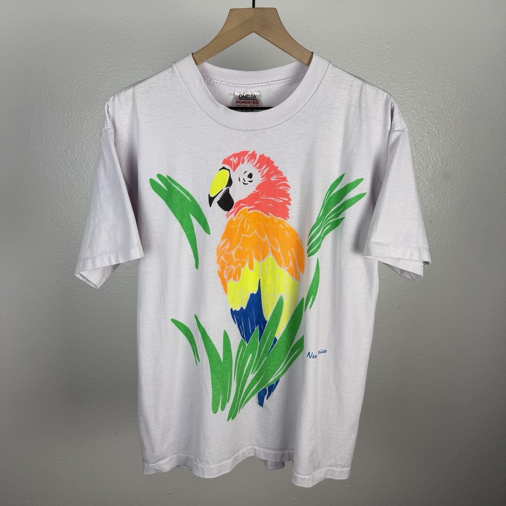 Vintage Parrot New Mexico Tropical Nature Single Stitch T-Shirt Fits Size Large
