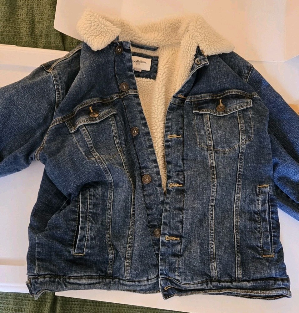 Goodfellow & Co Men's Size Large Blue Denim Sherpa Lined Trucker Jean Jacket