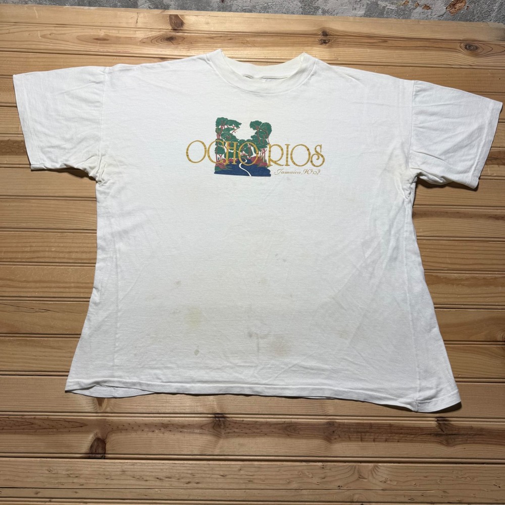 Vintage 90s Ocho Rios Jamaica W.I. Beach Tropical Tourist Souvenir T-Shirt - XXL