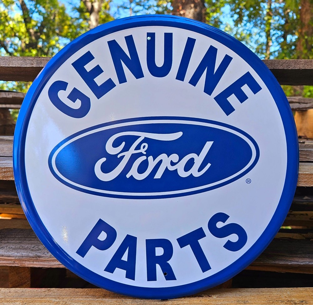 FORD GENUINE PARTS Round Metal Tin Sign home office garage wall décor USA
