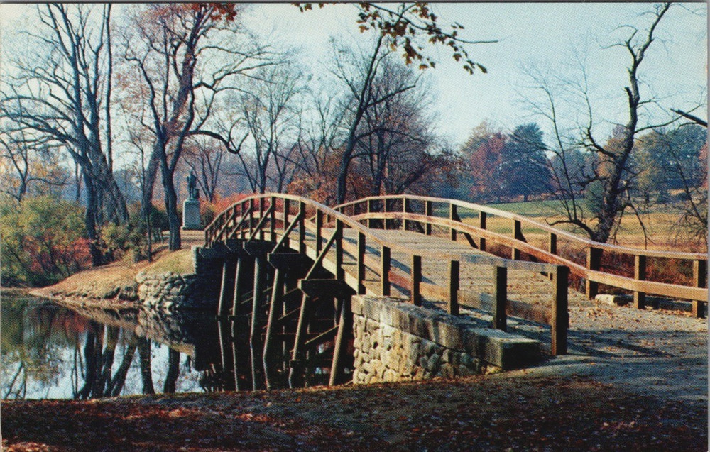 Old North Bridge Concord Massachusetts, Battleground Site Postcard