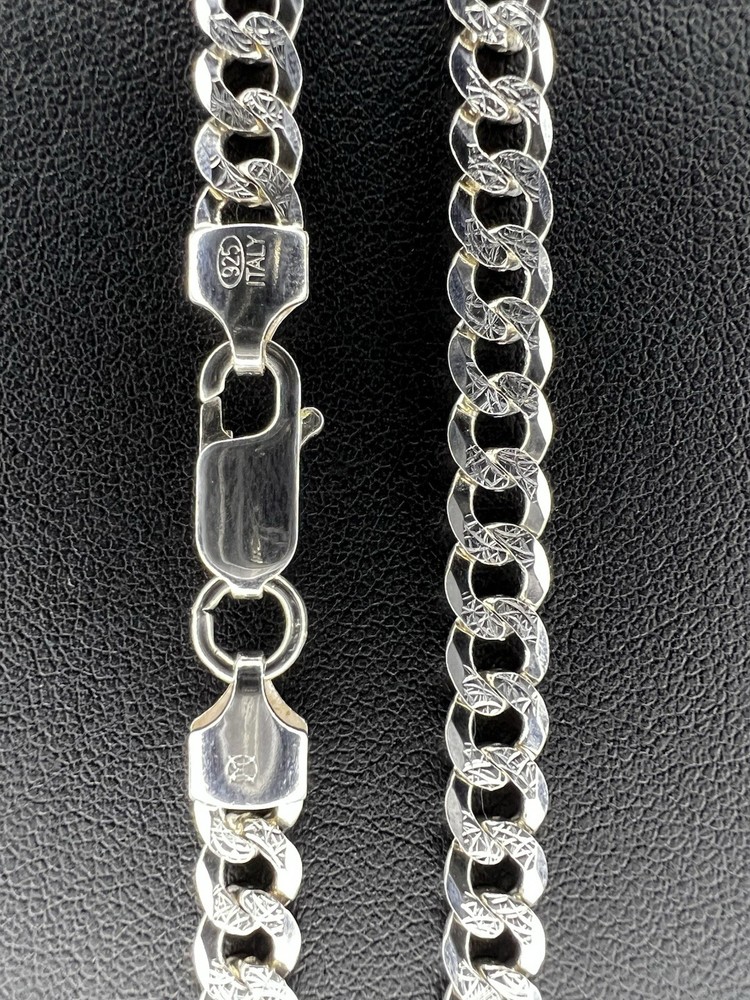 Silver Diamond Cut Cuban Link Chain