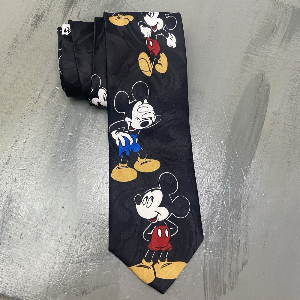 Disney Mens Necktie Unlimited Mickey Mouse Laughing Classic Tie Black Balancine