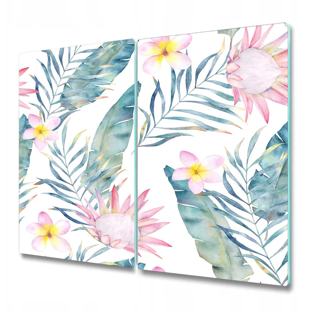 Glass Induction Ceramic Hob Cover Pale Pink Flowers | Pale Floral | 2x30x52
