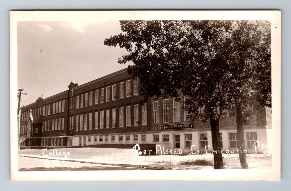 Chicoutimi QC-Quebec Canada, RPPC, College Campus, Souvenir Vintage Postcard