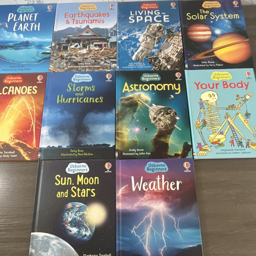 Usborne Beginners Hardcover Set of 10 Illustrated Earth/Space/Body