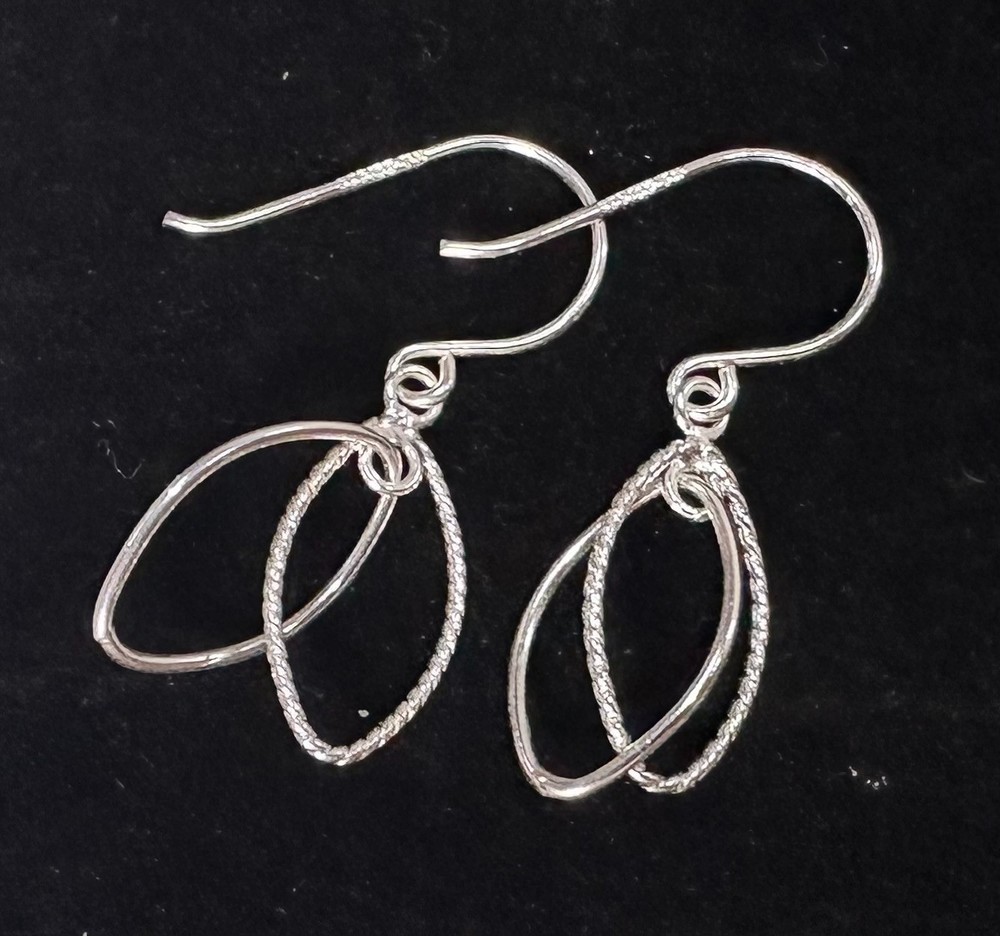 Vintage Textured Dangle Earrings MARKED IBB 925 Sterling Silver Jewelry Lot I