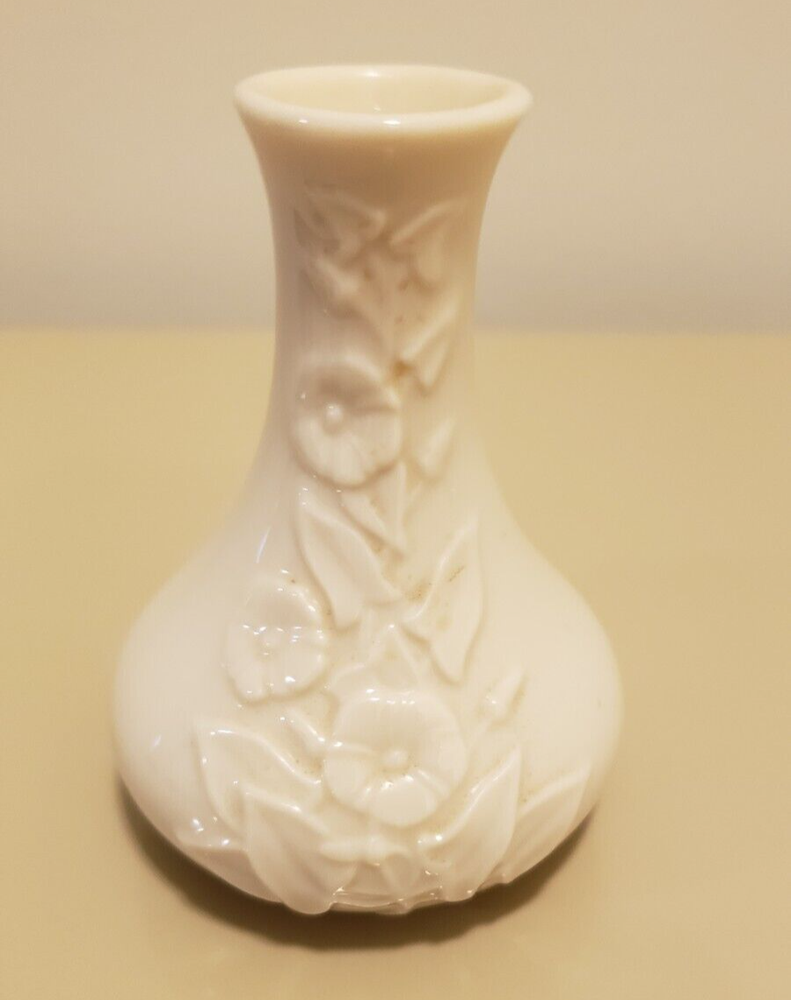 Lenox Ivory Miniature Flower Vase Embossed Morning Glory 3.5