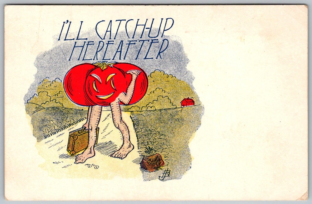 Antique Postcard Anthropomorphic Tomato Cartoon 1910s